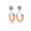 2-1 mix en match - Divine oorbellen hoop Rozenkwarts Zilver